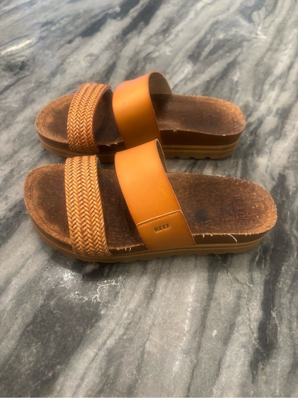 Reef Men’s Dual-Strap Tan/Brown Slide Sandals